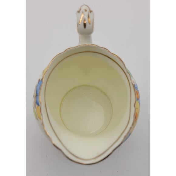 1936 Foley China E.Brain & Co Creamer Blue and Yellow Floral - Picture 4 of 6